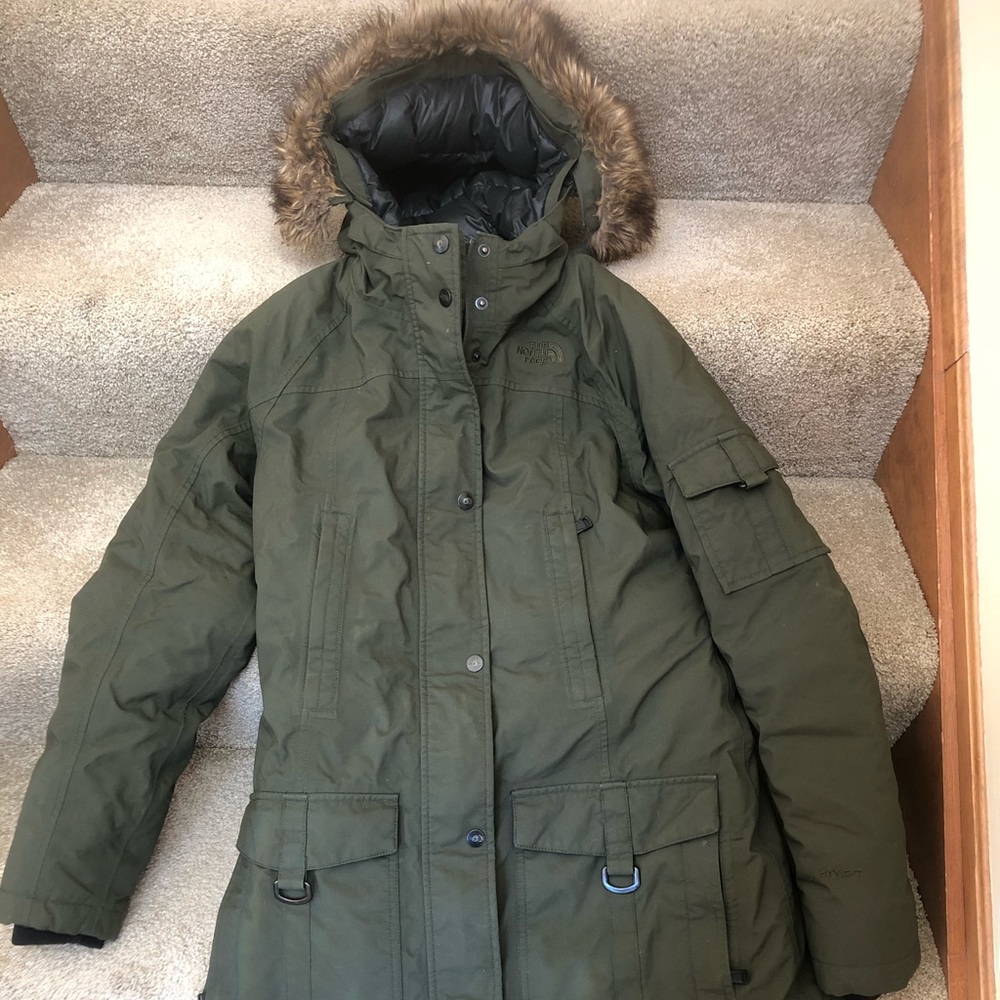 Goose Down Forest Green North Face Jacket